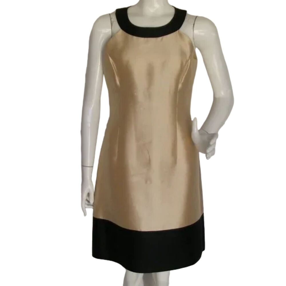 ANTONIO MELANI Evening Dress, 8, Champagne/Black, Silk/Wool blend. Sleeveless